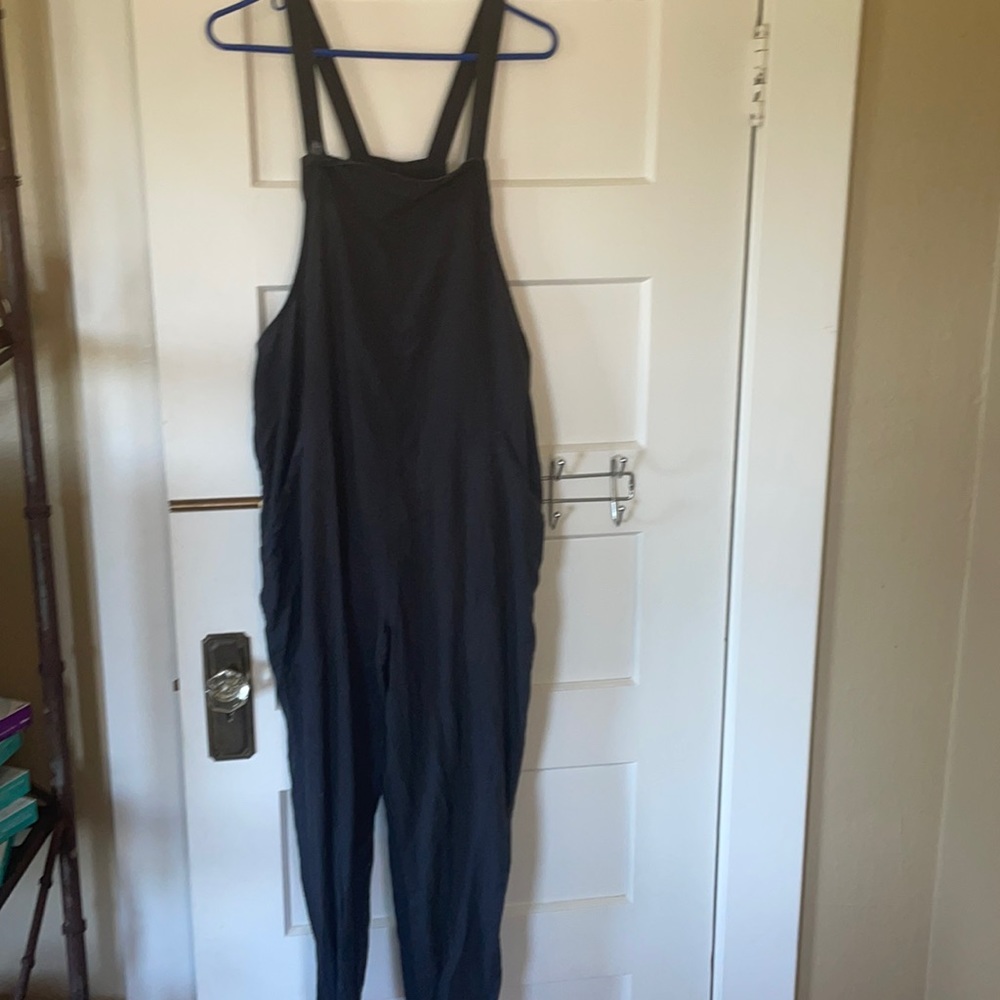 Gray linen overalls